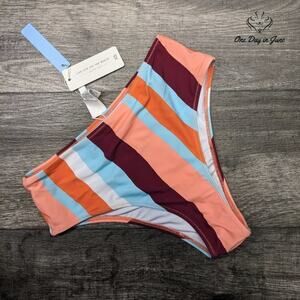 Cupshe Striped High Waist Bikini Bottom Swimsuit Size XS